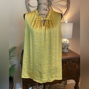 LOFT Yellow Satin Look Sleeveless Tie Front Blouse